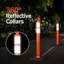 BATTIFE 6 Pack 42 Inch Orange Traffic Delineator Posts with Reflective Collars and Base, Safety Cones for Construction Zones and Driving Practice