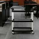 3-Tier Utility Rolling Cart with Wheels, Durable Catering carts with Wheels, Rolling Storage Cart for Hotel Canteen Resturant Office (Black, 31.4" D x 16.5" W x 37.7" H)