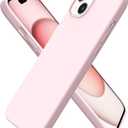 ORNARTO Compatible with iPhone 15 Plus Case 6.7", Slim Liquid Silicone 3 Layers Full Covered Soft Gel Rubber Cover Protective Phone Case with Anti-Scratch Microfiber Lining-Pink