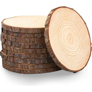 Set of (10) 7-9 inch Wood Slices for centerpieces, Arts and Crafts, and Rustic Home Decor! Wood Slice centerpieces, Wood Rounds, Tree Slices (Small 7-9 inch)