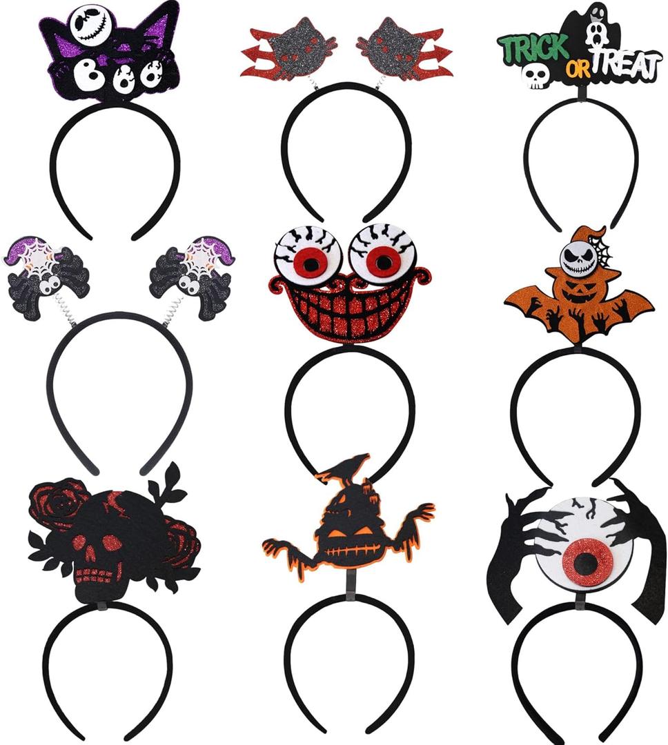 9PCS Halloween Headbands For Women & Kids - Cute Party Headband Accessories For Costume, Festival, Holiday Celebration - Fun Halloween Hair Band For Adults & Children