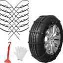 Qoosea Snow Chains Tire Chains for Car, Trucks, SUV Universal Emergency Snow Tire Chains, Adjustable Anti-Slip Tire Cables & Universal Fit (12 Pcs Black Plastic)