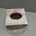 Distressed Farmhouse Square Solid Wood Tissue Box Cover with Slide-Out Bottom Panel Honey Brown Tissue Box Holder for Bathroom Living Room Dining Room Bedroom Toilet (Washed White)