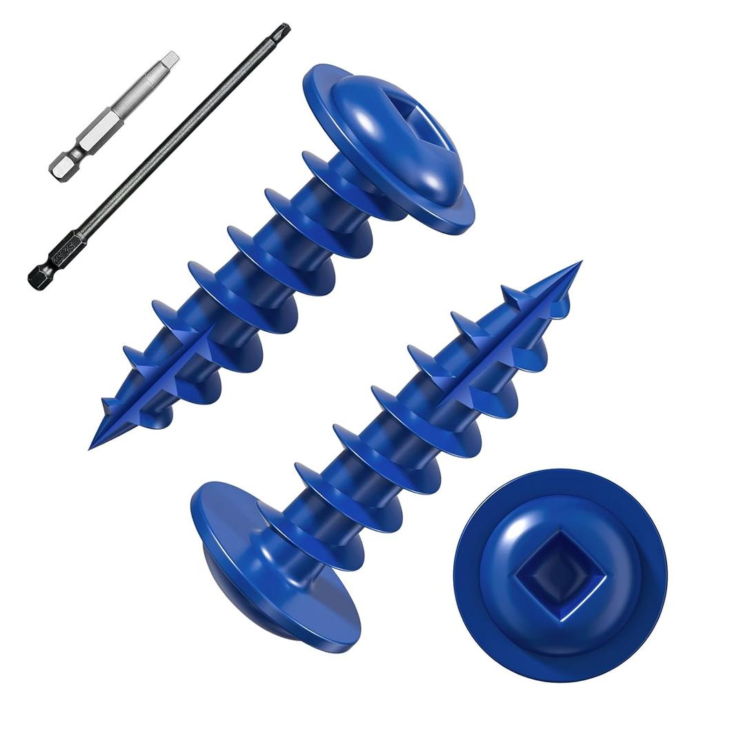 (Blue) Pocket Hole Screws # 8 * 3/4 "200pcs 1lbs Square Hole Wood Screws and Round Head Square Hole self Tapping Screws are Suitable for Wooden use.150MM,60MM Drive bit Included.