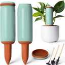 5 Pcs Large Terracotta Watering Spikes Set with Lids 17.5 oz Plant Watering Devices with Mini Shovel Self Water Spikes Plant Globes Insert Gardening Tools for Indoor Outdoor