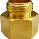 3/4” GHT Male x 1” NPT Female Connector, Brass Garden Hose Fitting, Adapter, Industrial Metal Brass Garden Hose to Pipe Fittings Connect (2 Pack)