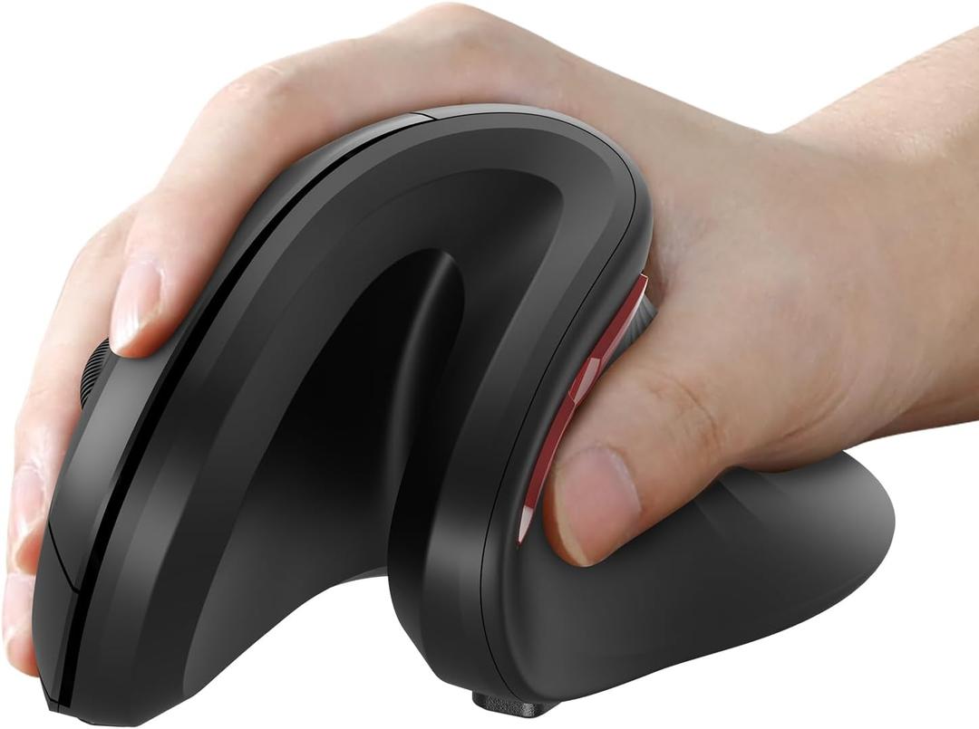 seenda Ergonomic Vertical Mouse with Jiggler - Bluetooth + 2.4G USB Multi Device, Wireless Ergo Mice, Jiggler Mouse Mover for Laptop/PC/Notebook, Computer Mice for Windows, Mac OS (Black)