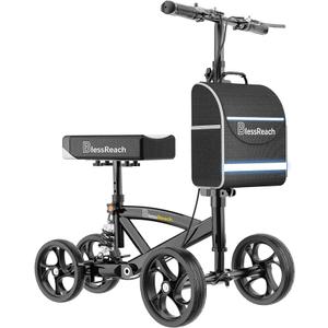 BlessReach Knee Scooter for Adults for Foot Injuries, Dual Braking System
300lbs Foldable Leg Scooter, 120° Turning, Cozy Knee, PadAdjustable Height, Storage Bag,Crutch Alternative for Ankle Recovery