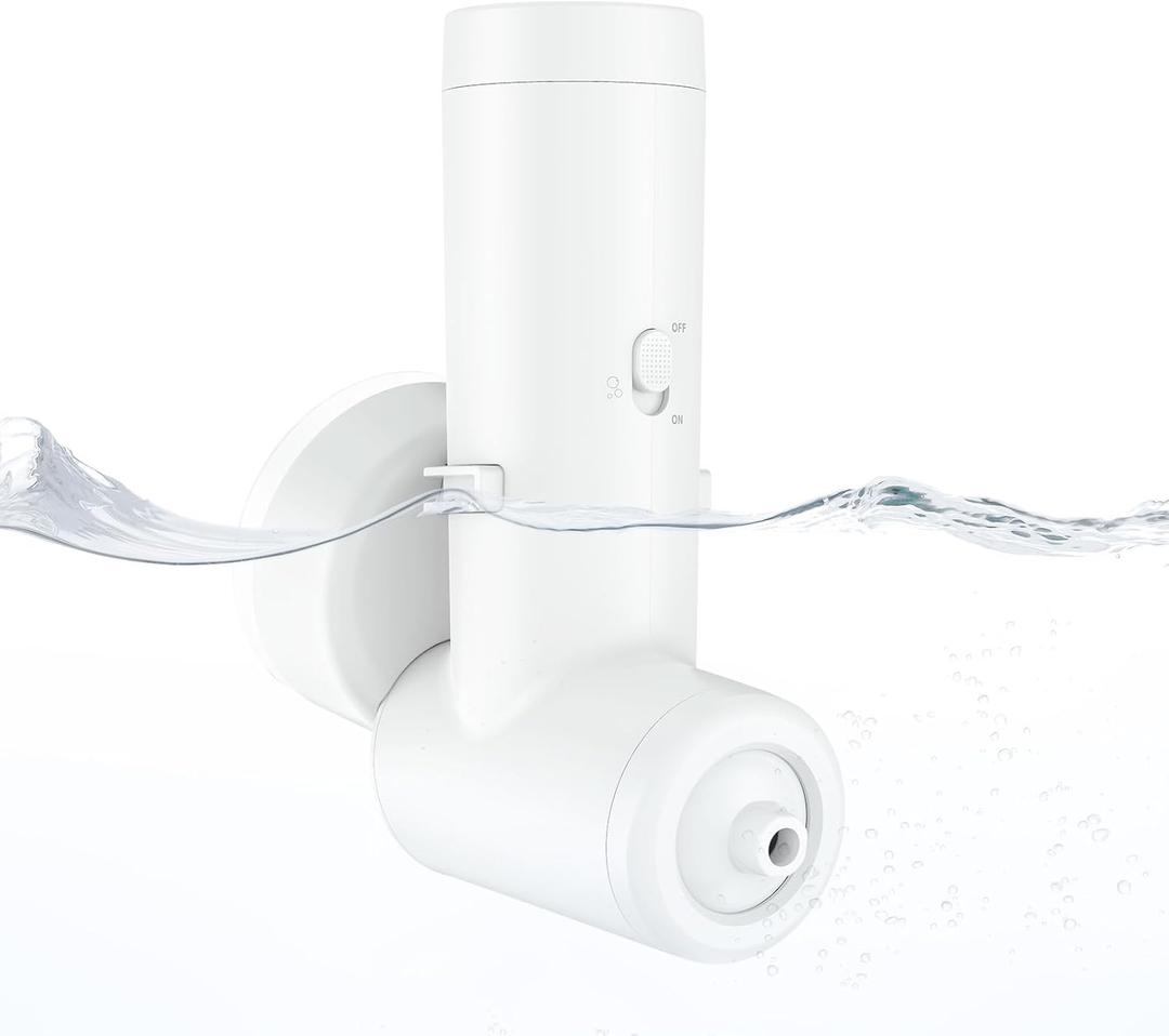 Rechargeable Bath Jets for Tub, Impact Force 65 kPa Bath Jet Spa, Bubble and Flow-Massage Two Mode, Adjustable Speed, Cordless Portable Bathtub Jet for Relaxing Daily Use at Home, White