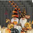 Artoid Mode Gnomes Pumpkins Fall Placemats Set of 6, 12x18 Inch Seasonal Autumn Thanksgiving Table Mats for Party Kitchen Dining Decoration