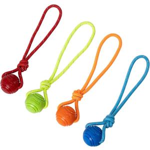 Dog Training Ball on A Rope Rubber Dog Rope Toys Ball with Handle for Tug of War K9 Training Rewards for Belgian Malinois Gifts, 5cm in Diameter for Small Dogs 0-30 Lbs, Pack of 4 (Four colors) Dog Training Ball on A Rope Rubber Dog Rope Toys Ball with Handle for Tug of War K9 Training Rewards for Belgian Malinois Gifts, 5cm in Diameter for Small Dogs 0-30 Lbs, Pack of 4 (Four colors)