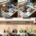 Kavciva Sink Caddy Sponge Holder,304 Stainless Steel Dish Brush Holder,Kitchen Countertop Sink Rack,Dish Soap Holder,Dishwashing Tool Drying Tray with Adjustable Partitions,Essential Kitchen Shelves (Upgraded,Black)