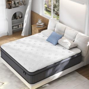 Firm King Size Mattress [Enhanced], 12 Inch King Mattress in A Box, Hybrid Mattresses with Gel Memory Foam & Independent Pocket Springs, Pressure Relief, Cooling, Additional Support, 365-Night Trial (Grey)