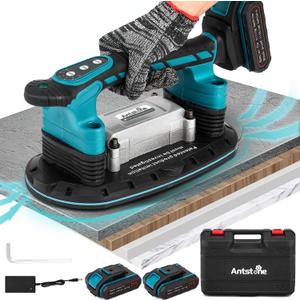 Antstone Tile Vibration Tool 283mm Suction Cup 882lbs/400kg, Handheld Tile Installation Leveling Machine 6-Speed Adjustable Tile Vibrator for Tiling Leveling Laying Max.28000 RPM 2 Batteries Included