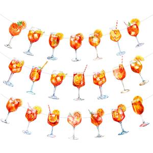 Margarita Party Decoration 3pcs Orange Citrus Cocktail Party Banners Aperol Spritz Bar Theme Banners Garlands for Cocktail Bachelorette Party Bridal Shower Engagement Wedding Supplies