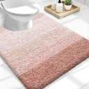 OLANLY Luxury Toilet Rugs U-Shaped 24x20, Extra Soft and Absorbent Microfiber Bathroom Rugs, Non-Slip Plush Shaggy Bath Mat, Machine Wash Dry, Contour Bathroom Mats for Toilet Base, Peach