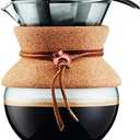 BODUM 17oz Pour Over Coffee Maker, High-Heat Borosilicate Glass with Reusable Stainless Steel Filter and Cork Grip - Made in Portugal