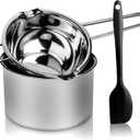 1000ML Double Boiler Pot with 2200ML Stainless Steel Pot and Silicone Spatula, Double Boiler Set for Melting Chocolate,Candy, Soap, Wax, Candle Making