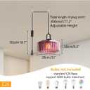 Plug in Hanging Light Glass Globe Pendant Light Plug in Mid Century Modern Pendant Light Fixture with 14.7 ft Cord Purple Striped Glass Shade for Living Dining Room Farmhouse Kitchen