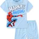 Marvel Spider-Man Boys Short Sleeve T-Shirt and Mesh Short Set for Toddler and Big Kids (Blue, M)