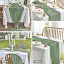 IVAPUPU 2 Pcs Cheesecloth Table Runner - 10ft Sage Green Boho Rustic Gauze Cheese Cloth Table Runner for Baby Shower Decorations Wedding Party Spring Garden Farmhouse Mothers Day Decor