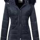 Chrisuno Girls Velvet Puffer Jacket Navy, Size 6-7 US