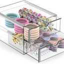 Hair Accessories Organizer for Girls, 2 Tier Acrylic Stackable Storage Drawers, Clear Vanity Hair Tie Bow Claw Clip Scrunchie Holder Organizer for Girls Stuff, Cute Desk Organizers and Accessories