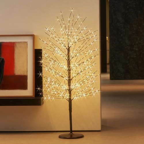 LITBLOOM Lighted Brown Tree with Timer and Dimmer 4FT 576 LED Fairy Lights, Twig Tree with Lights for Home Room Thanksgiving Christmas Holiday Decoration
