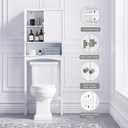 UTEX Over The Toilet Storage Cabinet, Bathroom Above Toilet Cabinet Organizer with Adjustable Shelves, White, 24" W x 9" D x 62" H