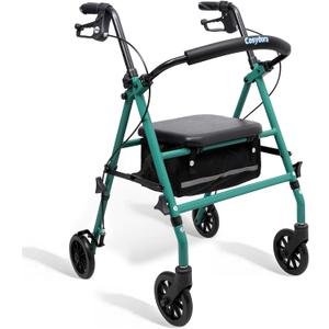 Cosydora Walkers for Seniors, Foldable Rollator Walkers with Seat, 6" All-Terrain Wheels, 350 lb Weight Capacity, Adjustable Handles and Seat Height, Lightweight Rolling Walker, Shimmer Green