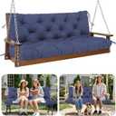 Extra Thick 5" Waterproof Porch Swing Cushions Outdoor 60 inch Swing Cushions 3 Seater Replacement with Backrest and Ties for Outdoor Furniture Patio Bench Garden(Navy Blue)