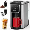 Horavie Single Serve Coffee Maker for K-Cups & Grounds, Hot & Iced Coffee Maker, Strong Button Feature, 6 to 14oz Brew Sizes, 50oz Removable Reservoir, Fit 6.5" Mugs, Stainless Steel, Black