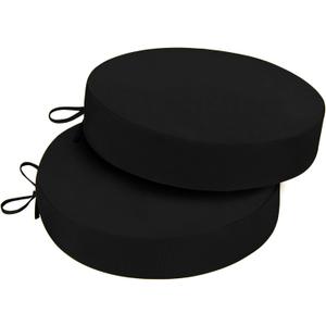 Outdoor Bistro Chair Cushions, 3-Layer Waterproof Round Outdoor Cushions with Removable Covers, Outdoor Chair Cushions Set of 2, 15x15x3 Inch, Black