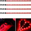 YM E-Bright Car Led Strip Lights for Golf Cart Underglow Motorcycles Marine Boat Kayak Interior Exterior 5050 Chipset 15SMD Waterproof IP67 12V,Red(Pack of 4)