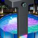POOLHOUR Solar Pool Lights for Above Ground Pools (Metal Frame Only), LED Above Ground Pool Light with Remote & Timer, Submersible Underwater Lighting, 10-Color RGB 4-Mode Poolside Solar Light, 1 Pack