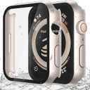 Misxi [2 Pack] Waterproof Anti-Scratch Case with Button for Apple Watch SE 3 (2025) SE Series 6 Series 5 Series 4 40mm, Hard PC Cover with Tempered Glass Screen Protector for iWatch, Starlight