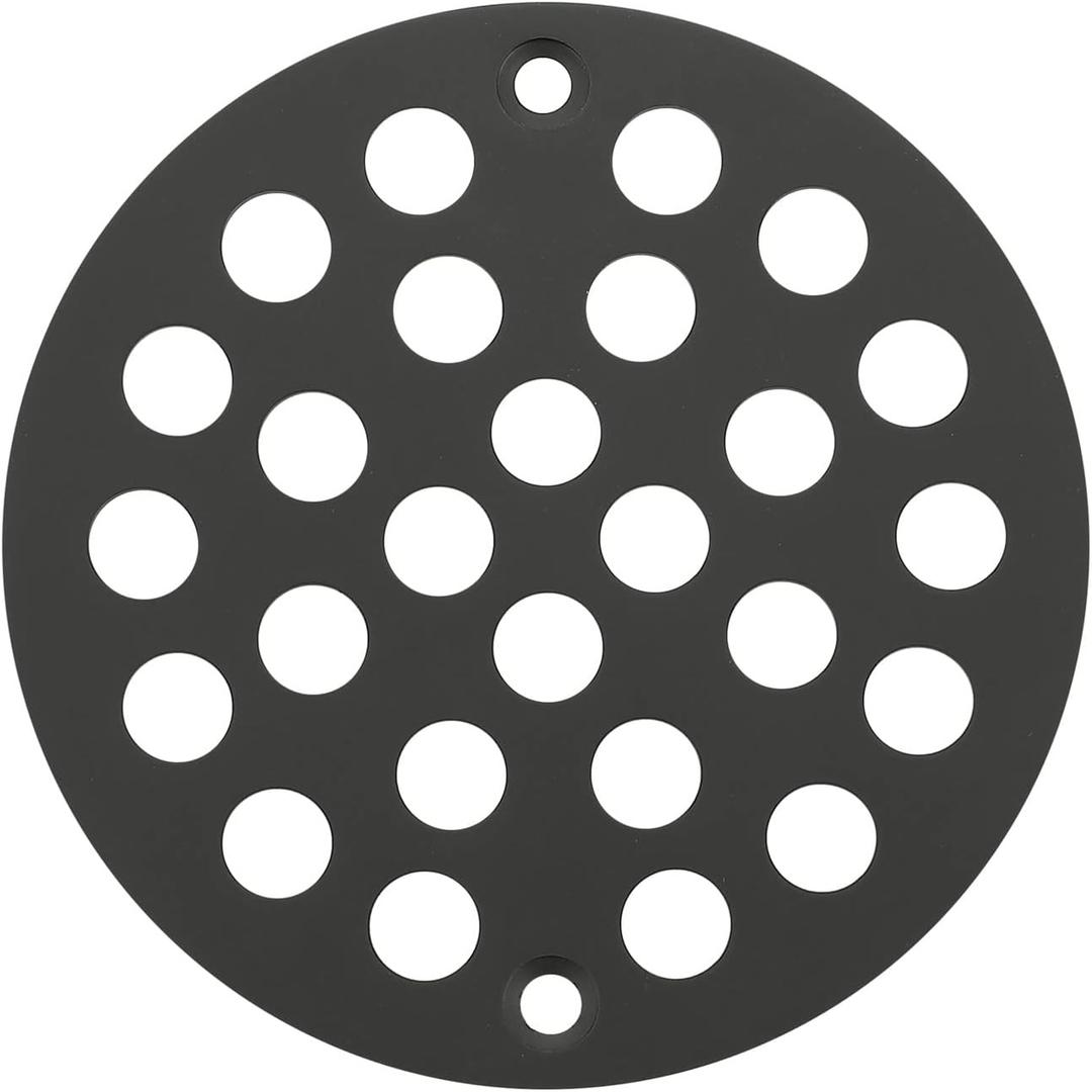 Round 4 Inch Screw-in Floor Drain Cover Replacement Shower Drainer Grate with Screws (Matte Black)