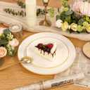 PULOTE 100PCS Ivory Plastic Plates - Cream Plastic Disposable Heavy Duty for Party & Wedding - Include 50 Each (Dinner & Dessert) Plates