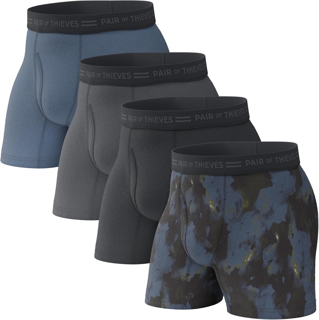 Pair of Thieves Men's Underwear Boxer Briefs - Soft Cotton Boxer Briefs for Men Pack - 4 Pack Tagless Mens Underwear (Large, Black/Navy)
