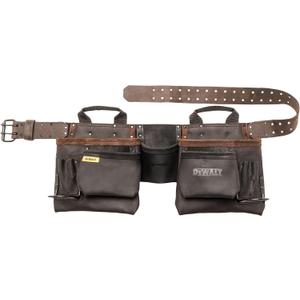 DEWALT Leather Tool Belt, Durable, 11 Pocket Professional Belt 