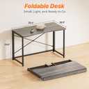 Huuger Folding Desk for Small Spaces, 39.3 Inch Foldable Computer Table, for Home Office, Study, Bedroom, Dorm, Space Saving, Small Writing Work Office Computer Desk, Easy to Fold, Grey