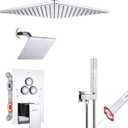 VANFOXLE Shower Faucet Set Chrome Shower System,Push Button Diverter Shower Faucet with 2 in 1 Handheld,Ceiling Mount Increased Thickness 10 Inch Shower Head with 6 Inch Wall Mount Shower Head