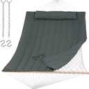 SUNCREAT Portable Double Rope Hammock with Pad, Two Person Tree Hammock for Garden, Backyard, Patio, Poolside, Gray Green