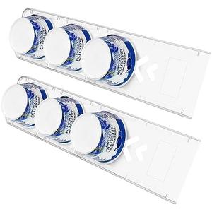 Sophico Yogurt Organizer for Fridge, 4 Capacity Yogurt Sliders for Refrigerator, Yogurt Holder with Adhesive Tapes for 3.75 Inch Yogurt, Greek and Vegan Yogurt (Transparent)