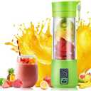 Portable USB Electric Fruit Juice Blender Deluxe Version with 6 Blades (Green)