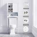 UTEX Over The Toilet Storage Cabinet, Bathroom Above Toilet Cabinet Organizer with Adjustable Shelves, White, 24" W x 9" D x 62" H