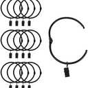 Suneration 12 Pack Openable Curtain Rings with Clips Metal Hangers Ring 3 inch Interior Diameter Rust Proof for Heavy Duty Vintage Decorative Drapery Eyelet Curtain Rods Black