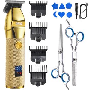 DSP Hair Trimmer Beard Trimmer for Men with LED Display Rechargeable Hair Cutting Machine (Gold) (90395-1)