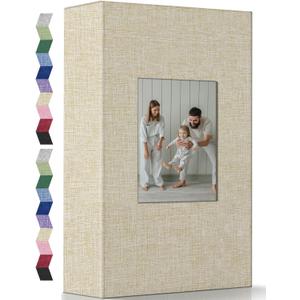 popotop Photo Album 4x6-300 Photos Linen Cover Photo Books with 300 Horizontal Pockets,Slip-in Picture Albums for Family Wedding Anniversary Baby Vacation Pictures (Beige)