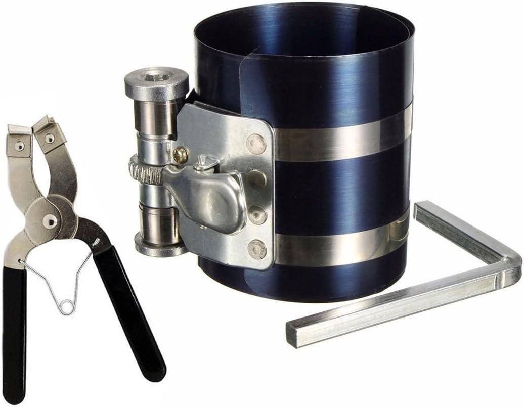 3" Car Engine Piston Ring Compressor Tool & Piston Ring Pliers with Adjustable Safety Screws